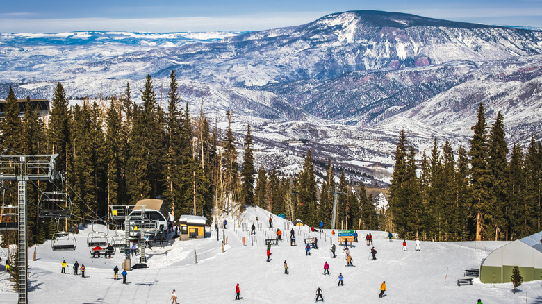 A photo of Snowmass Village and mountain landscape