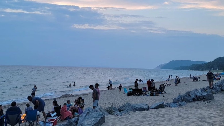 Empire Beach covered with picnic-goers