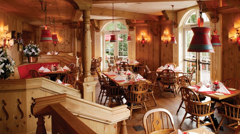 Inside the Swiss Chalet dining room at the Sonnenalp