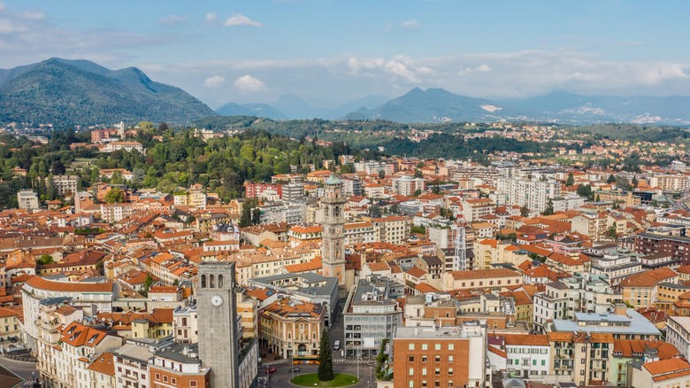 Aerial view of the northern Italian city of Varese during the day