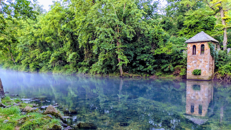 Fog over the water at Bennett Spring State Park, Missouri