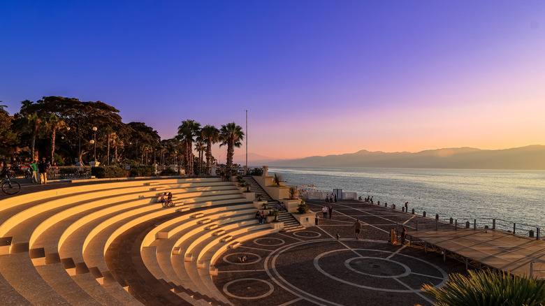 Seafront Promenade and amphitheatre in Reggio Calabria, Italy
