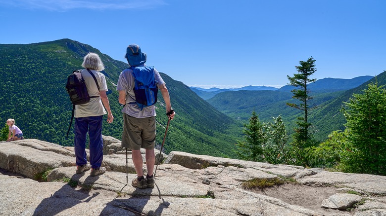 Hikers overlooking New Hampshire nature
