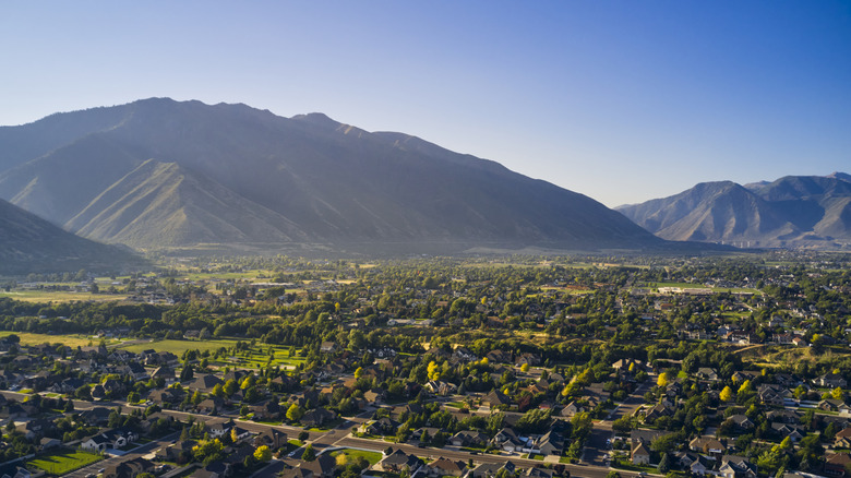 Aerial view of Springville and nearby Mapleton