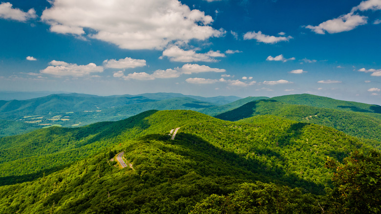 View of the Blue Ridge Mountains from Shenandoah National Park near Bridgewater, Virginia