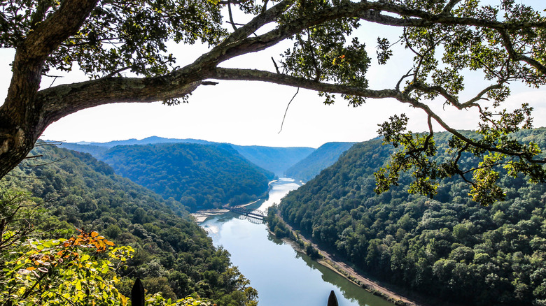 A view looking upriver from Hawks Nest State Park, Ansted, WV.