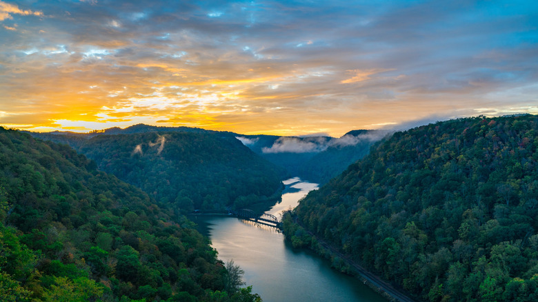 The Sunrise from a lookout at Hawks Nest State Park, West Virginia