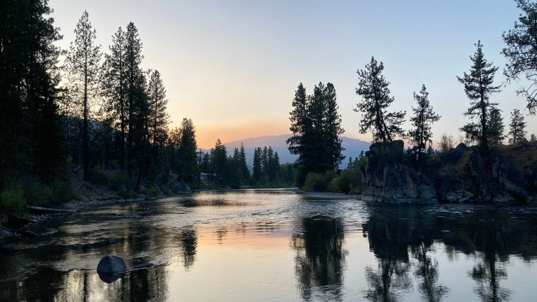 Scenic river view of Idaho, Boise Mountains