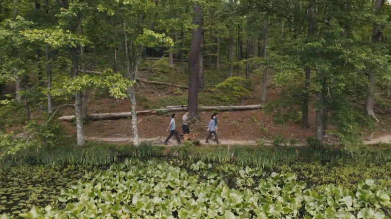 People hiking a trail in Pocahontas State Park in Virginia