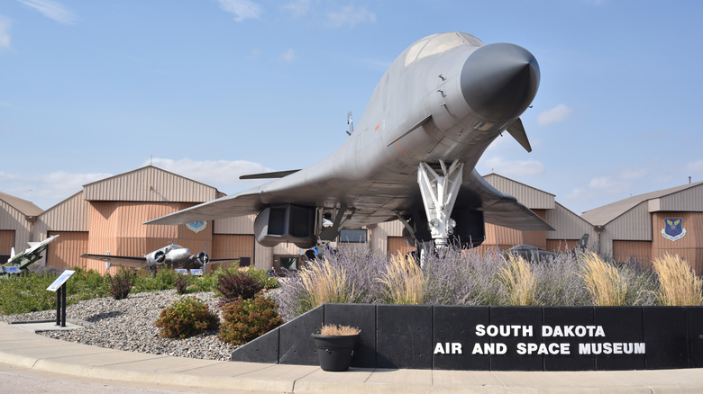 Airplane outside South Dakota Air and Space Museum in Box Elder