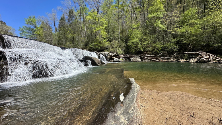The falls and rock pool of Riley Moore Falls in South Carolina