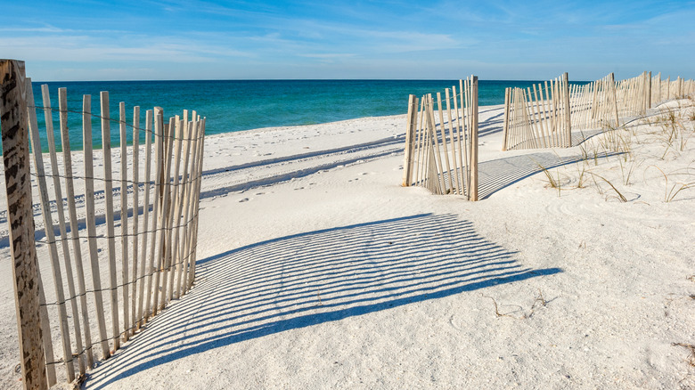 Wooden fences on the beach in Alabama