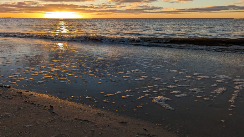 Beautiful sunset at St. Andrews Beach on Jekyll Island, Georgia