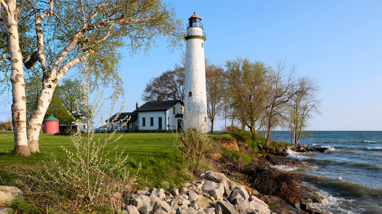 Pointe Aux Barques Lighthouse at Lighthouse County Park in Huron County, Michigan