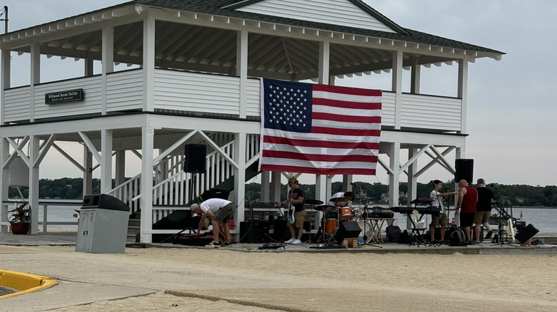 Band setting up at Ocean Gate's Wildwood Avenue Pavilion