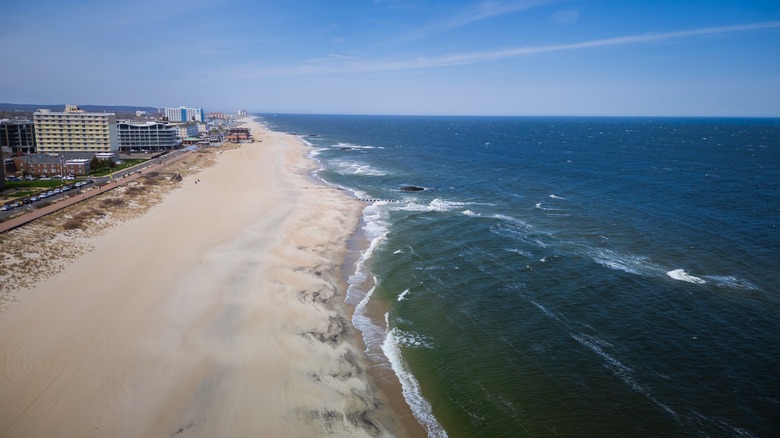 Ocean and sand from above in Long Branch