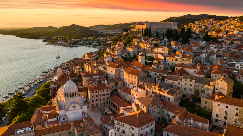 Sibenik from above at sunset