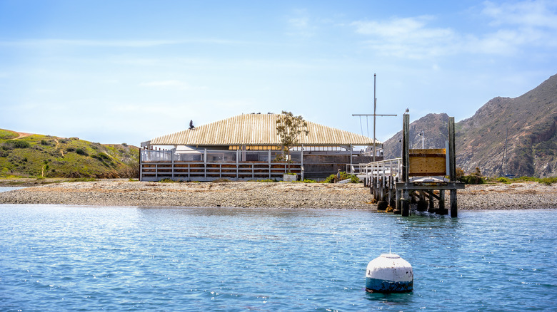 A small cottage with a pier on Catalina Island