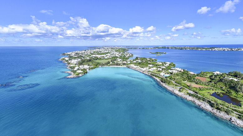 Aerial view of one of the islands of Bermuda