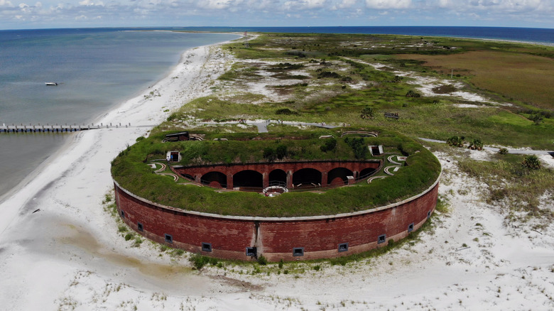 An aerial view of Fort Massachusetts on Ship Island