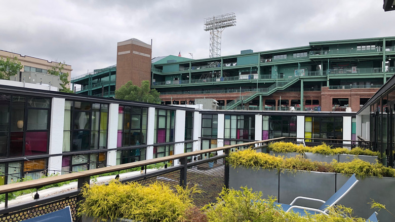 Verb Hotel rooftop with Fenway park in the background
