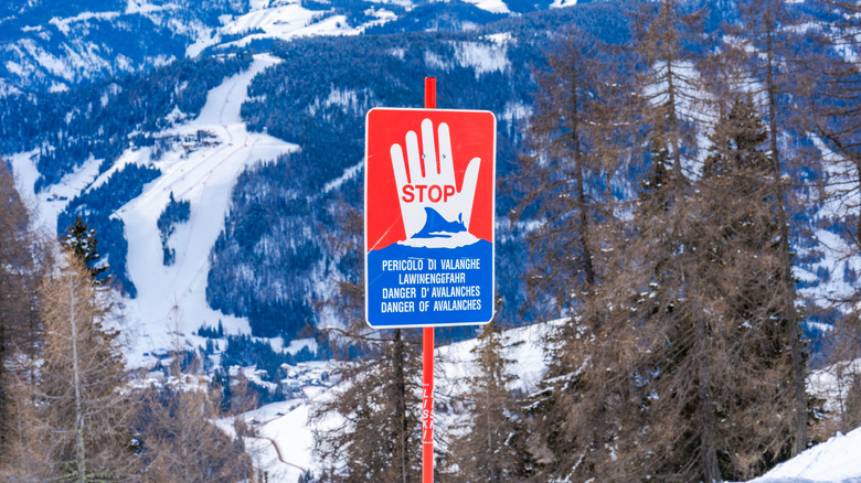 Warning sign in the Italian Dolomites