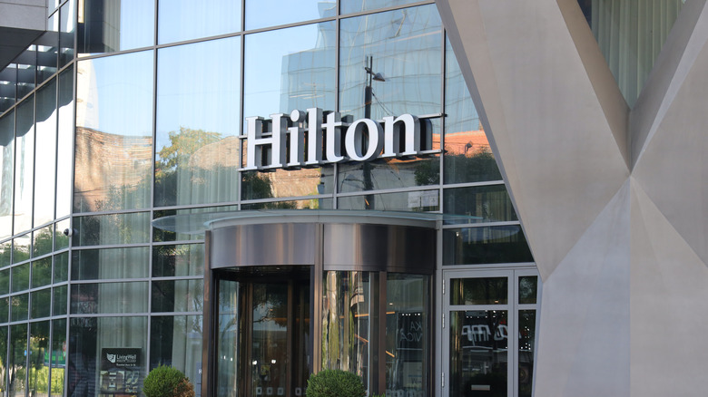 The front of the Hilton hotel in Belgrade, Serbia