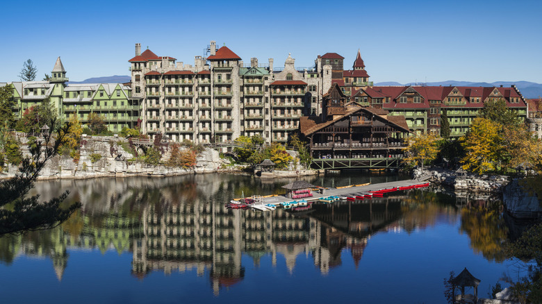 Lakeside view of Mohonk Mountain House