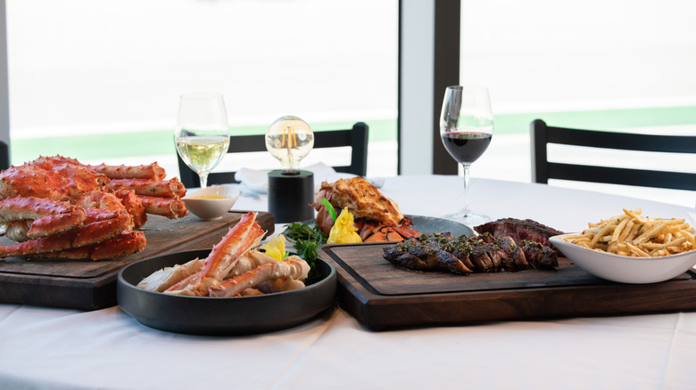 Steakhouse dining onboard cruise ship