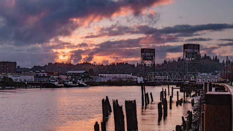 Sunset on the Hoquiam River near Hoquiam, Washington