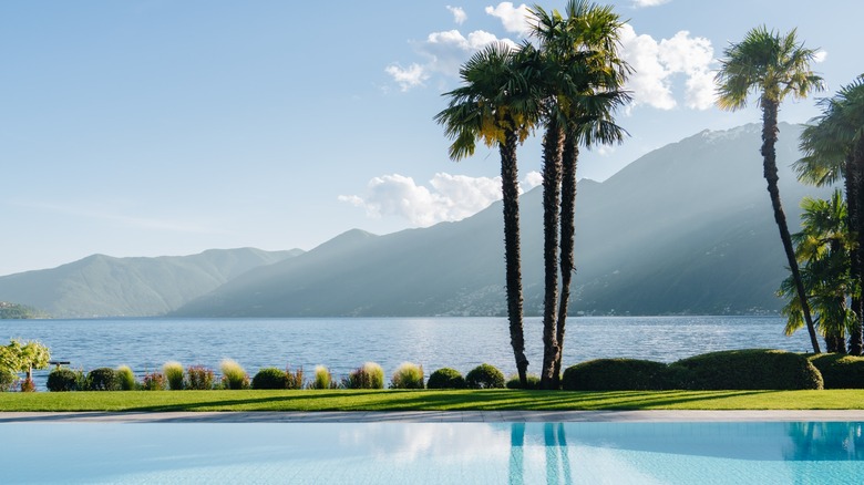 View of Lake Maggiore from the pool of Hotel Eden Roc