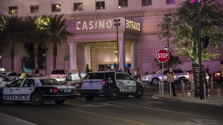 An editorial stock photo of the Las Vegas Police department responding to an situation on the Las Vegas Strip.