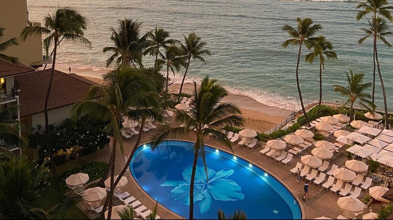 Orchid mosaic pool at Halekulani