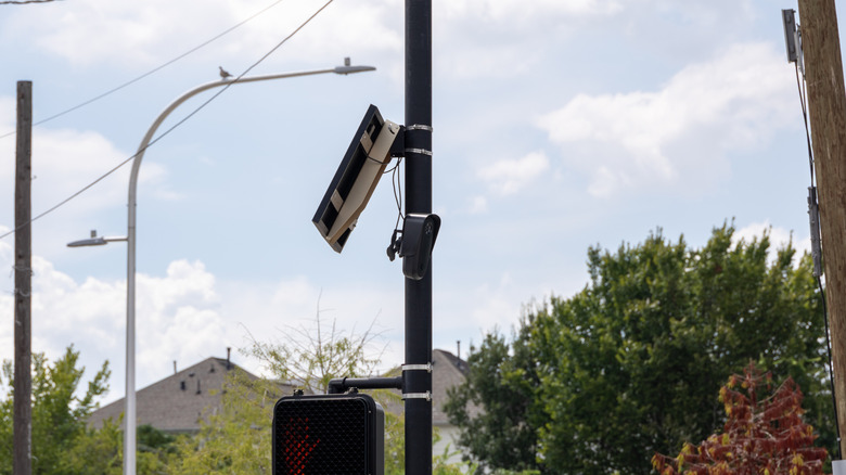A Flock camera on a pole in Houston, Texas