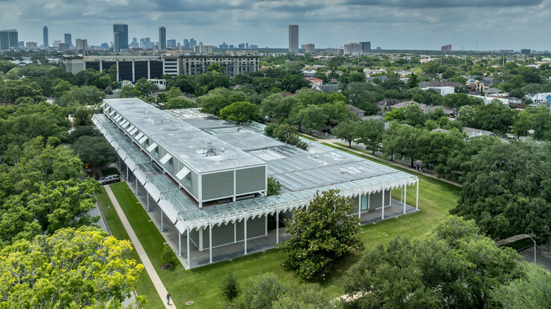 Aerial view of the Menil Collection campus in Houston, Texas
