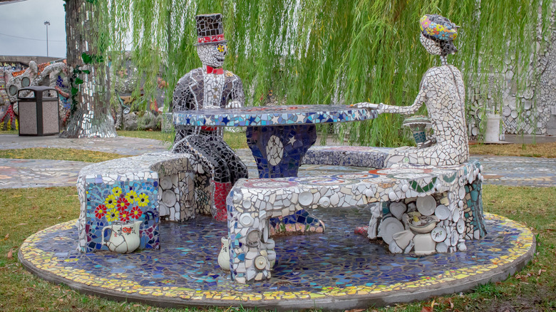 Mosaic sculptures at Smither Park in Houston
