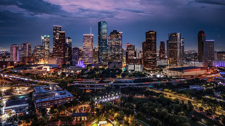 Downtown Houston skyline at night