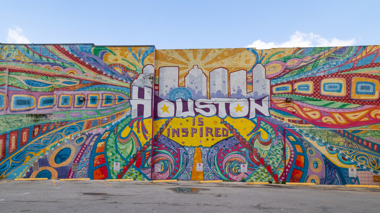 Street art mural decorates downtown Houston