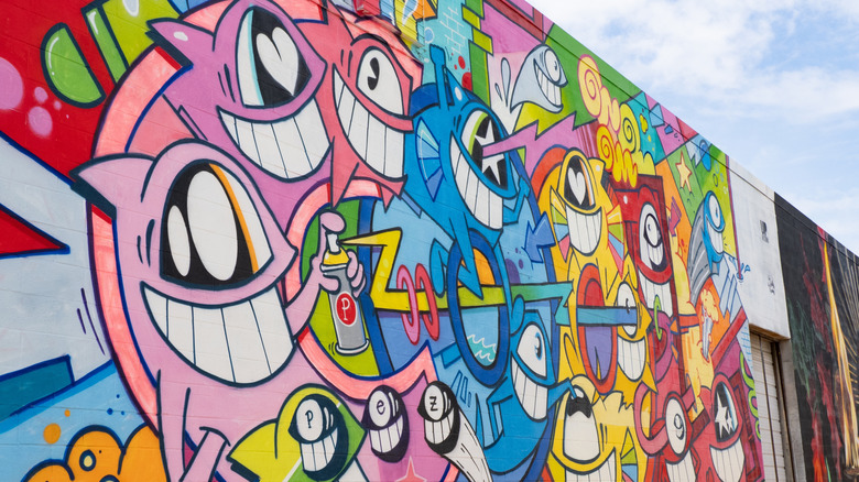 A colorful wall mural at Sawyer Yards