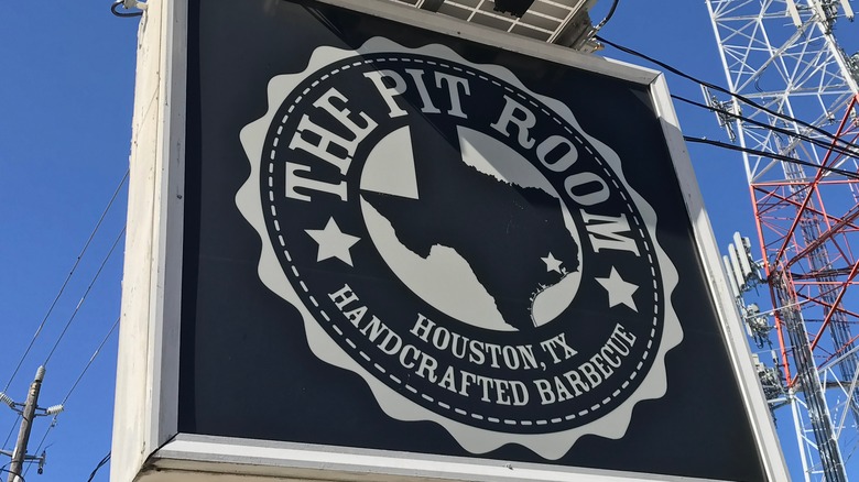 Sign for the Pit Room in Houston, Texas