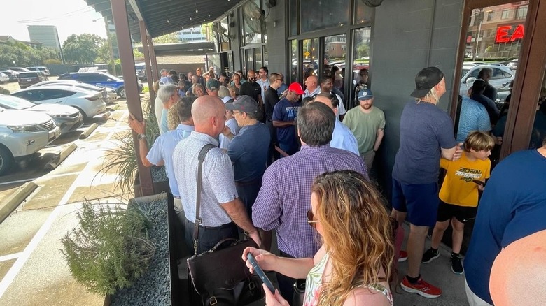 A line forming outside of Truth Barbecue in Houston