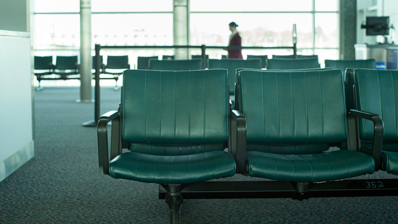 Empty seats in an airport waiting lounge