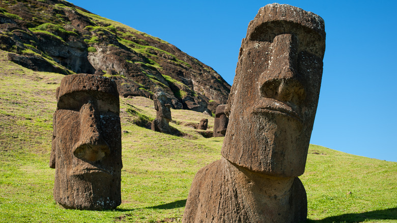 Moai face sculptures on Easter Island
