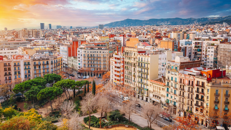 Aerial view of residential buildings in Barcelona