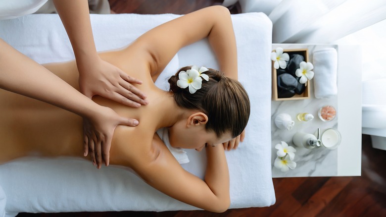 A woman having a massage
