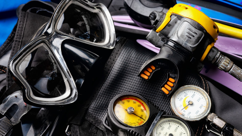Scuba diving equipment close-up