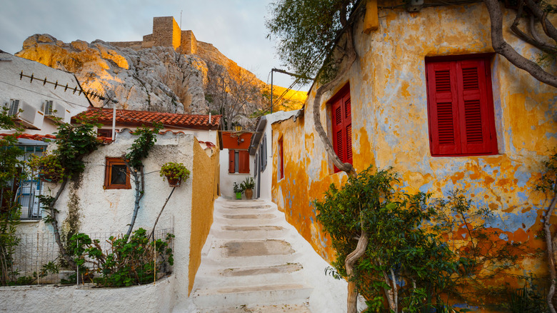 Anafiotika old town near the Acropolis in Greece.