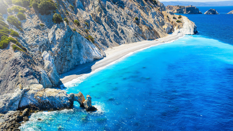 Lalarria Beach in Greece from above.
