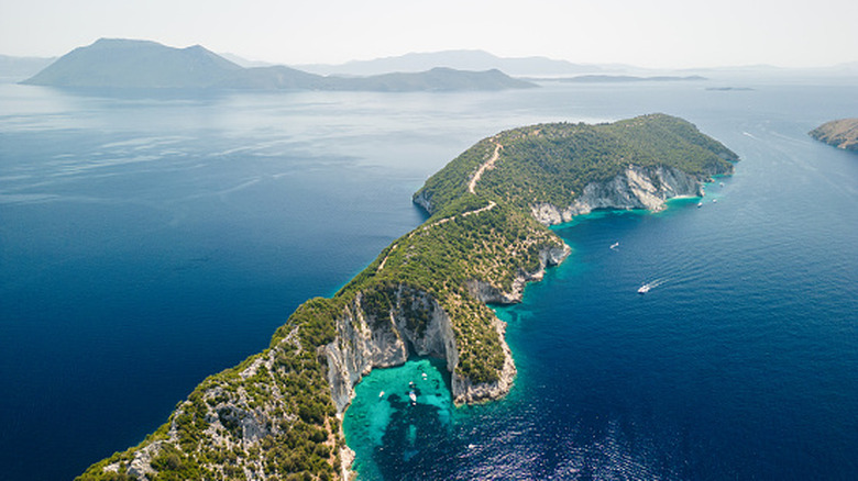Meganisi Island in Greece from a high vantage point.