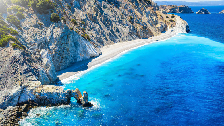 Lalarria Beach in Greece from above.